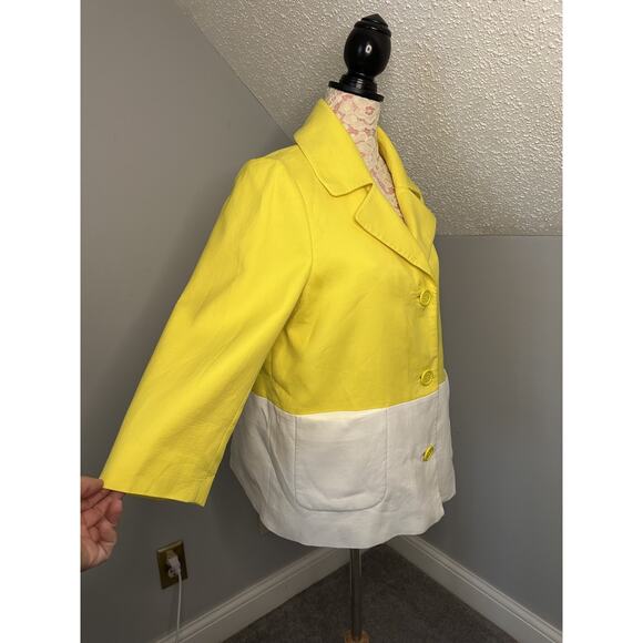 NWT Kate Spade NY Hayley Coat light jacket dress yellow white dive in $498 SZ 14 - Picture 3 of 15